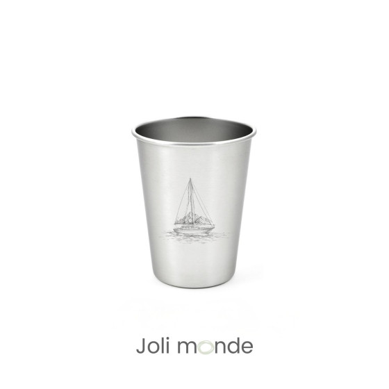Ensemble 4 timbales 300 ml inox & leur housse . Plein air . Joli Monde