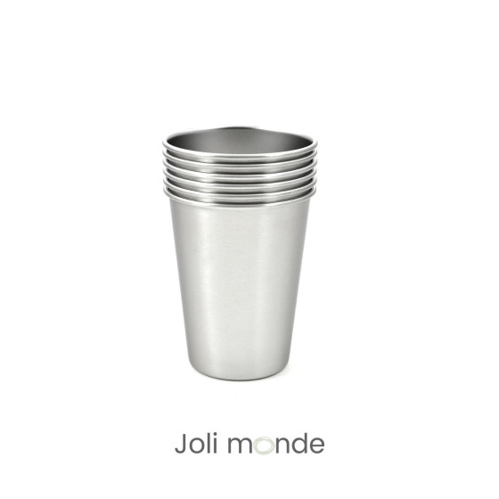 Ensemble 4 timbales 300 ml inox & leur housse . Plein air . Joli Monde