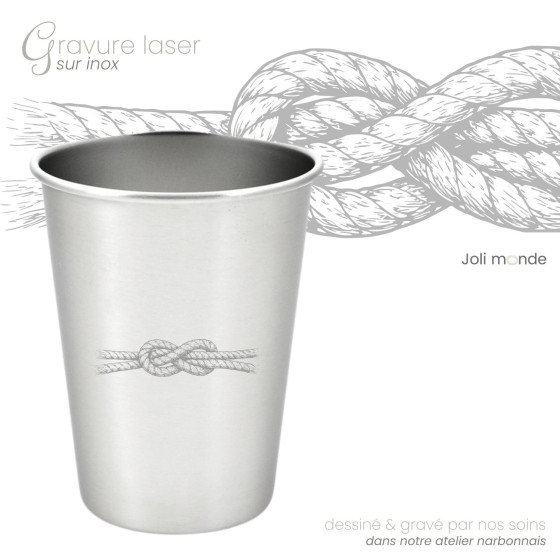 Ensemble 4 timbales 300 ml inox & leur housse . Plein air . Joli Monde