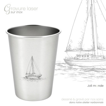 Ensemble 4 timbales 300 ml inox & leur housse . Plein air . Joli Monde 2