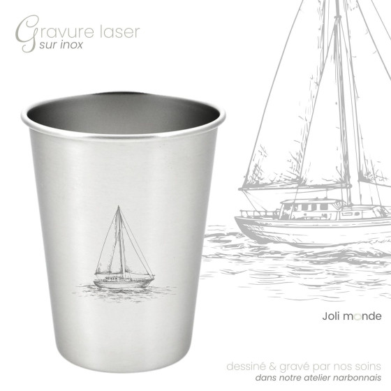 Ensemble 4 timbales 300 ml inox & leur housse . Plein air . Joli Monde