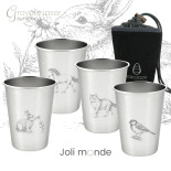 Ensemble 4 timbales 300 ml inox & leur housse . Plein air . Joli Monde