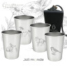 Ensemble 4 timbales 300 ml inox & leur housse . Animaux . Joli Monde