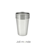 Ensemble 4 timbales 300 ml inox & leur housse . Plein air . Joli Monde