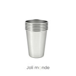 Ensemble 4 timbales 300 ml inox & leur housse . Plein air . Joli Monde