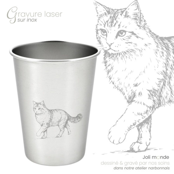 Ensemble 4 timbales 300 ml inox & leur housse . Plein air . Joli Monde