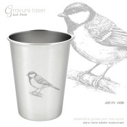 Ensemble 4 timbales 300 ml inox & leur housse . Plein air . Joli Monde