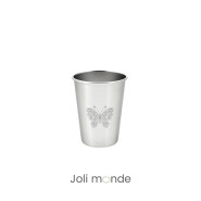 Timbale 200 ml inox . Gravure Mandala Papillon . Joli Monde