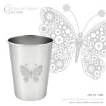 Timbale 200 ml inox . Gravure Mandala Papillon . Joli Monde