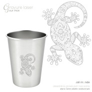 Timbale 200 ml inox . Gravure Mandala Papillon . Joli Monde