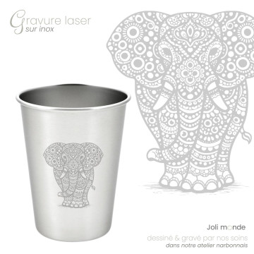 Timbale 200 ml inox . Gravure Mandala Gecko . Joli Monde 2