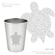 Timbale 200 ml inox . Gravure Mandala Eléphant. Joli Monde