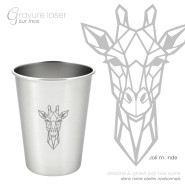 Timbale 200 ml inox . Gravure Mandala Eléphant. Joli Monde