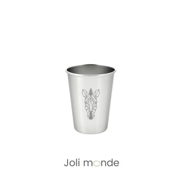 Timbale 200 ml inox . Gravure Géométric ' Girafe . Joli Monde