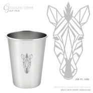 Timbale 200 ml inox . Gravure Géométric ' Girafe . Joli Monde