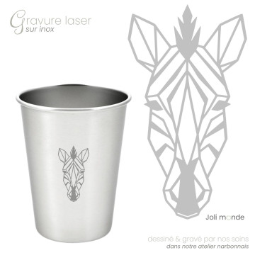 Timbale 200 ml inox . Gravure Géométric ' Girafe . Joli Monde 2
