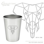 Timbale 200 ml inox . Gravure Géométric ' Zèbre . Joli Monde