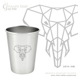 Timbale 200 ml inox . Gravure Géométric ' Zèbre . Joli Monde