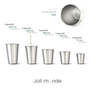 Timbale 200 ml inox . Gravure Géométric ' Eléphant . Joli Monde