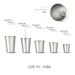 Timbale 200 ml inox . Gravure Géométric ' Eléphant . Joli Monde