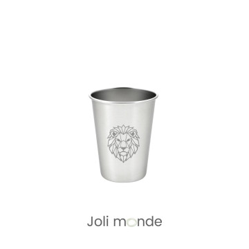 Timbale 200 ml inox . Gravure Géométric ' Lion . Joli Monde