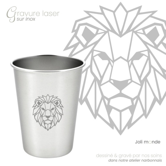 Timbale 200 ml inox . Gravure Géométric ' Eléphant . Joli Monde