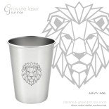 Timbale 200 ml inox . Gravure Géométric ' Eléphant . Joli Monde