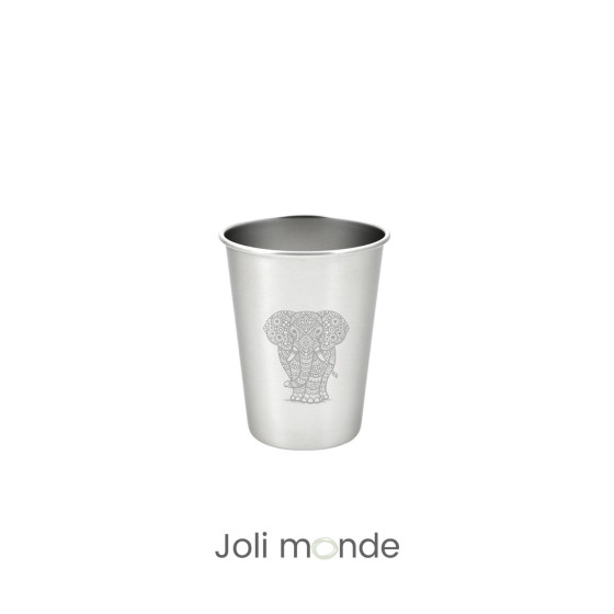 Ensemble 4 timbales 200 ml inox & leur housse . Animaux Mandala . Joli Monde