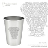 Ensemble 4 timbales 200 ml inox & leur housse . Animaux Mandala . Joli Monde