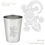 Ensemble 4 timbales 200 ml inox & leur housse . Animaux Mandala . Joli Monde