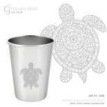 Ensemble 4 timbales 200 ml inox & leur housse . Animaux Mandala . Joli Monde