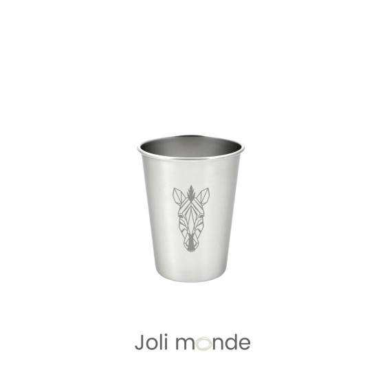 Ensemble 4 timbales 200 ml inox & leur housse . Animaux Mandala . Joli Monde