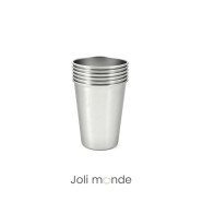 Ensemble 4 timbales 200 ml inox & leur housse . Animaux Mandala . Joli Monde