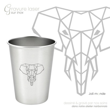 Ensemble 4 timbales 200 ml inox & leur housse . Animaux Mandala . Joli Monde 2