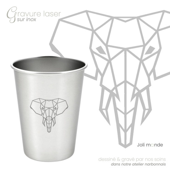 Ensemble 4 timbales 200 ml inox & leur housse . Animaux Mandala . Joli Monde