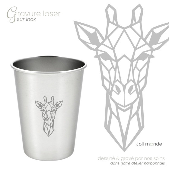 Ensemble 4 timbales 200 ml inox & leur housse . Animaux Mandala . Joli Monde