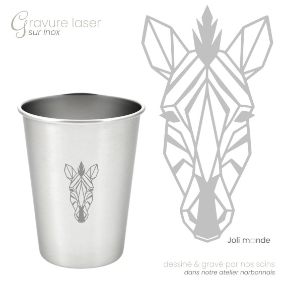 Ensemble 4 timbales 200 ml inox & leur housse . Animaux Mandala . Joli Monde