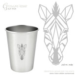 Ensemble 4 timbales 200 ml inox & leur housse . Animaux Mandala . Joli Monde