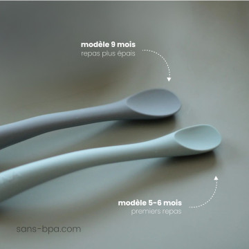 Lot 2 cuillères manche long silicone tout doux 2