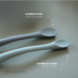 Lot 2 cuillères manche long silicone tout doux