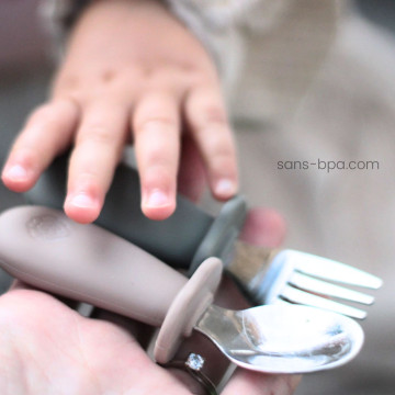 Fourchette & cuillère inox & silicone 12 mois 2
