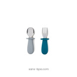 Fourchette & cuillère inox & silicone 12 mois