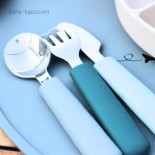 Couverts Bambin 2 ans . Fourchette & cuillère inox & silicone