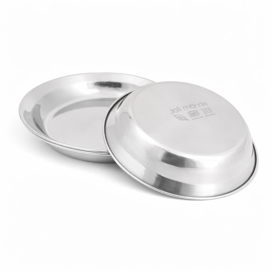 Lot 2 Assiettes inox 19 cm . Joli Monde