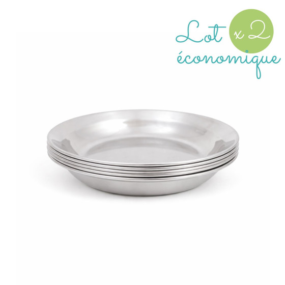 Lot 2 Assiettes inox 19 cm . Joli Monde