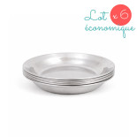 Lot 6 Assiettes inox 19 cm . Joli Monde