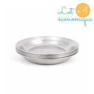 Lot 4 Assiettes inox 19 cm . Joli Monde