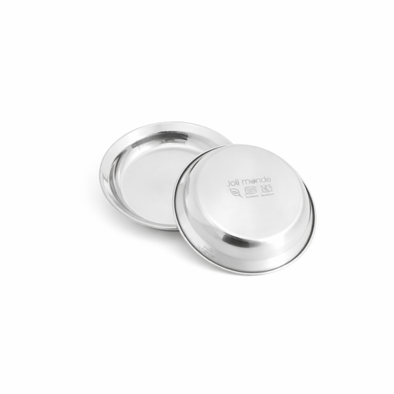 Lot 4 Assiettes inox La petite 18.5 cm . Joli Monde