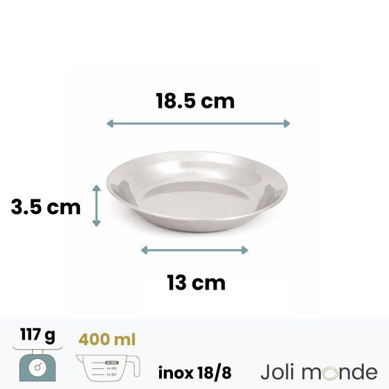 Lot 2 Assiettes inox La petite 18.5 cm . Joli Monde