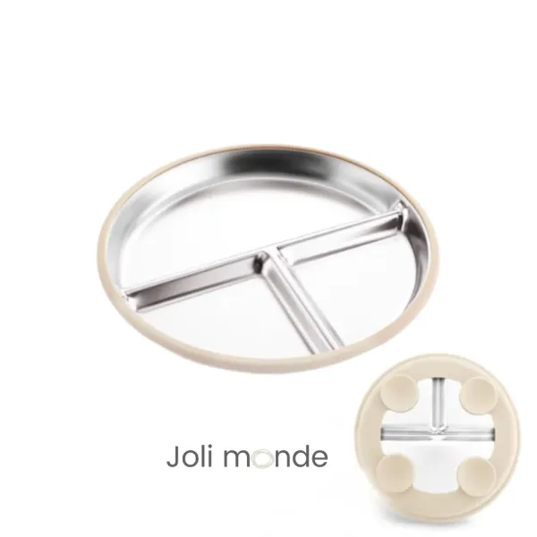 assiette inox à ventouse pour bambin et bébé